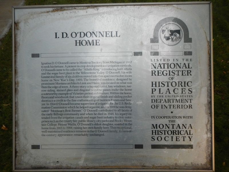 I.D. O'Donnell Home Marker image. Click for full size.