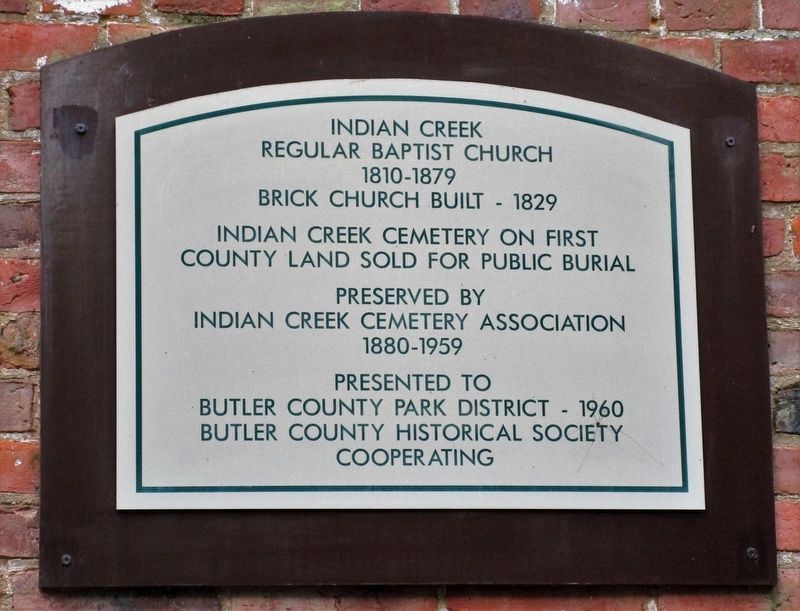 Indian Creek Regular Baptist Church Marker image. Click for full size.