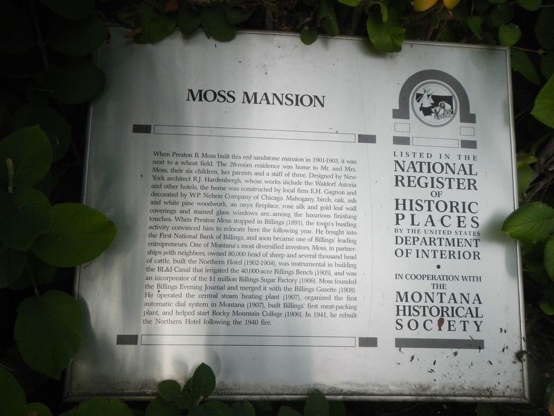 Moss Mansion Marker image. Click for full size.