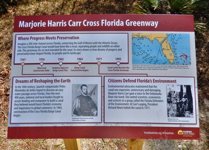 Marjorie Harris Carr Cross Florida Greenway Marker image. Click for full size.