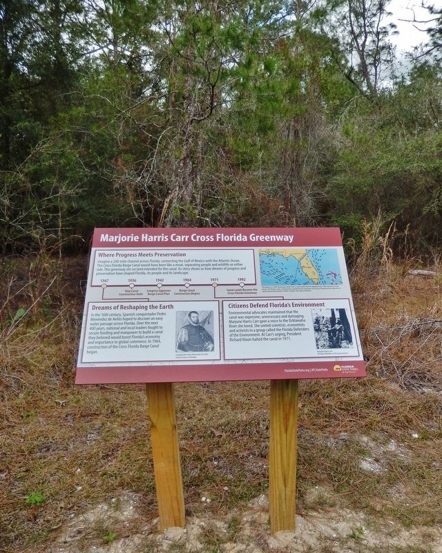 Marjorie Harris Carr Cross Florida Greenway Marker. Click for full size. Marjorie Harris Carr Cross Florida Greenway Marker image. Click for full size.