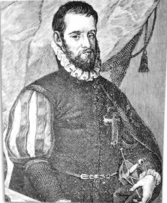 Marker detail: Conquistador Pedro Menéndez de Avilés. Click for full size. Marker detail: Conquistador Pedro Menéndez de Avilés image. Click for full size.