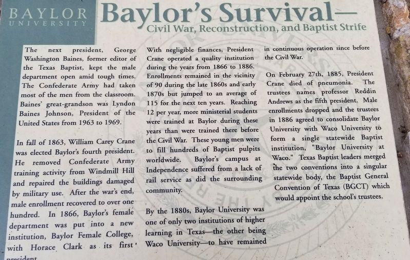 Baylor's Survival Marker image. Click for full size.
