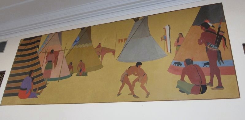 Kiowa Camp Site mural at the Anadarko Post Office image. Click for full size.