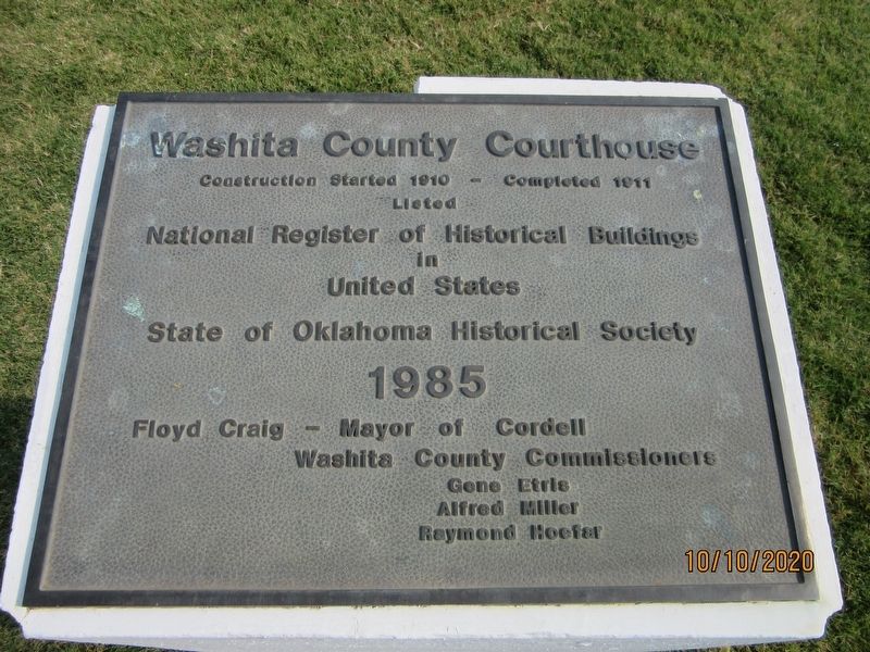 Washita County Courthouse Marker image. Click for full size.