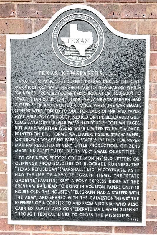 Texas Newspapers, C.S.A. Marker image. Click for full size.