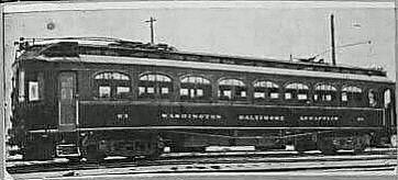 A WB&A Electric Interurban Rail Car image. Click for full size.