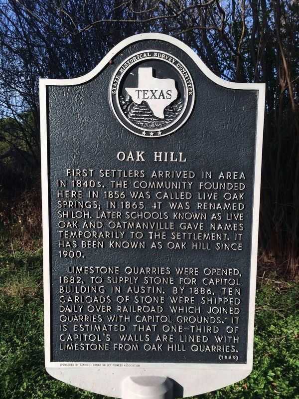Oak Hill Marker. Click for full size. Oak Hill Marker image. Click for full size.