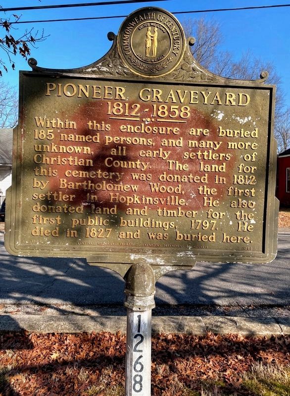 Pioneer Graveyard Marker. Click for full size. Pioneer Graveyard Marker image. Click for full size.