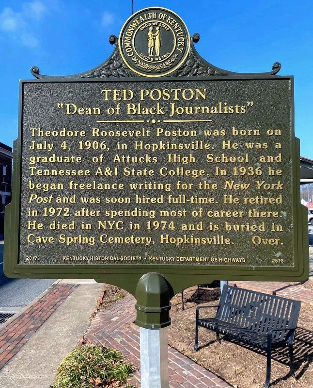 Ted Poston "Dean of Black Journalists" Marker image. Click for full size.