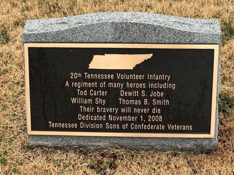 New 20th Tennessee Volunteer Infantry Marker. Click for full size. New 20th Tennessee Volunteer Infantry Marker image. Click for full size.
