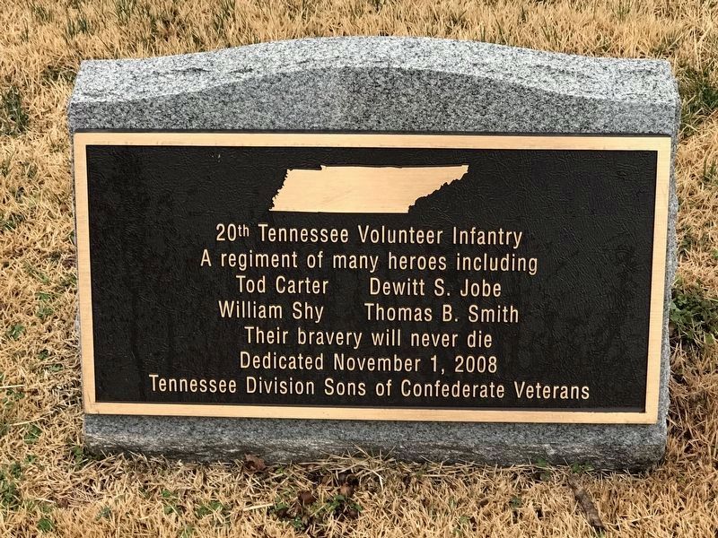 New 20th Tennessee Volunteer Infantry Marker image. Click for full size.