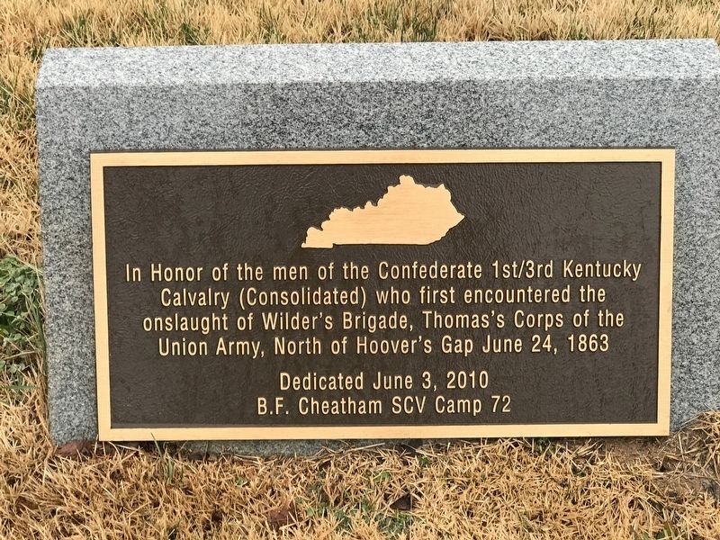 Confederate 1st/3rd Kentucky Calvalry Marker. Click for full size. Confederate 1st/3rd Kentucky Calvalry Marker image. Click for full size.