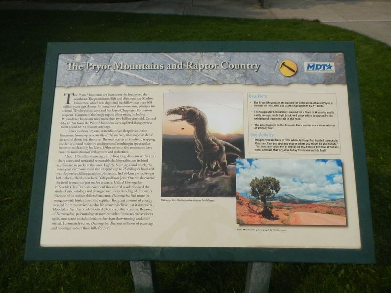 The Pryor Mountains and Raptor Country Marker image. Click for full size.