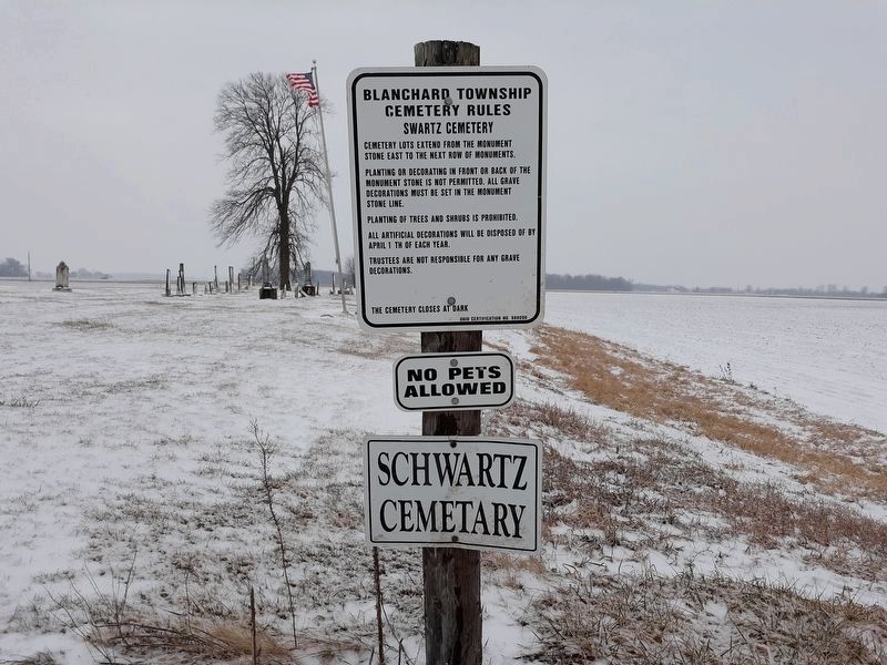 Schwartz Cemetery Rules signage image. Click for full size.