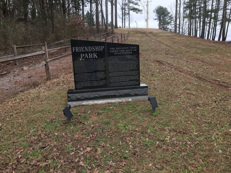 Friendship Park / The Decision That Saved the Sons of Scottsboro Marker image. Click for full size.