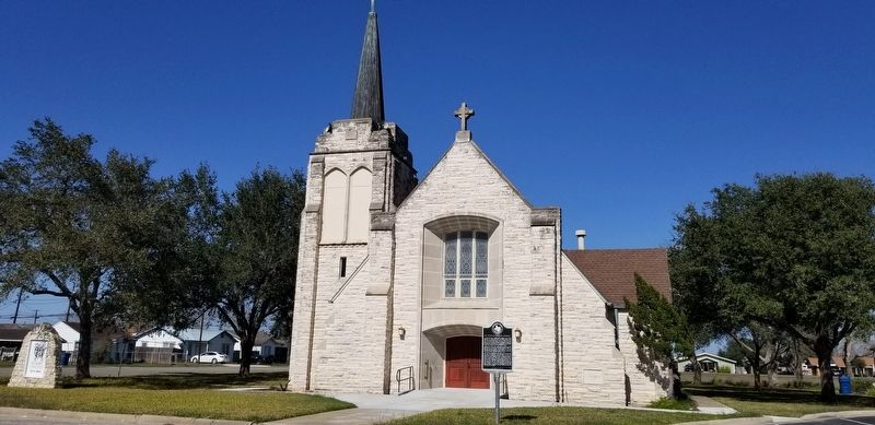 The view of the St. John Lutheran Church and marker from the street image. Click for full size.