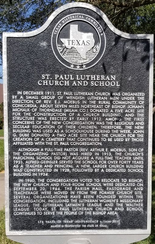 St. Paul Lutheran Church and School Marker image. Click for full size.