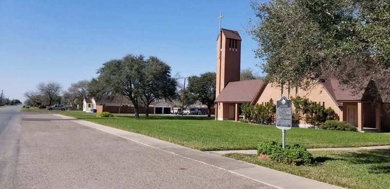 The view of the St. Paul Lutheran Church and School Marker from the road image. Click for full size.