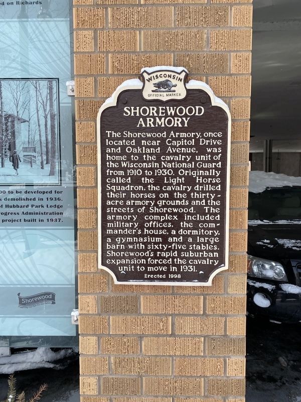 Shorewood Armory Marker in the new location. image. Click for full size.