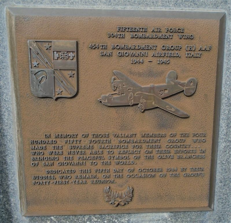 454th Bombardment Group (H) AAF Marker image. Click for full size.