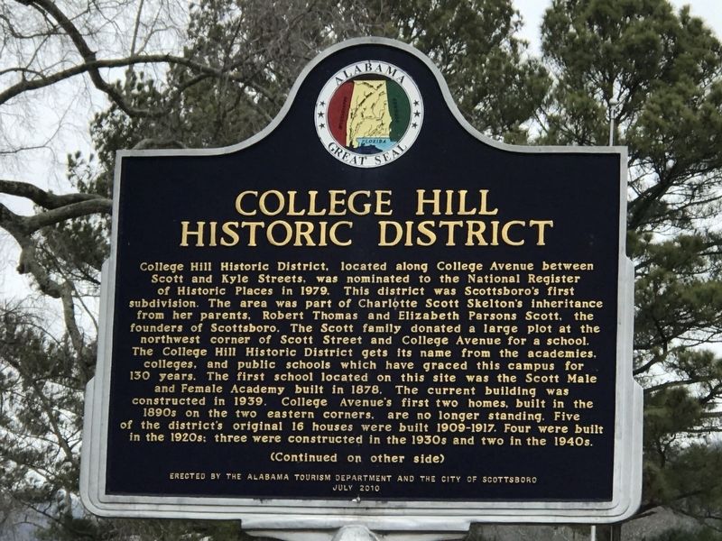 College Hill Historic District Marker (Side A) image. Click for full size.