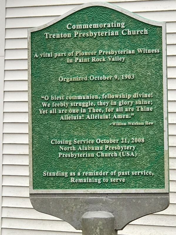 Commemorating Trenton Presbyterian Church Marker. Click for full size. Commemorating Trenton Presbyterian Church Marker image. Click for full size.