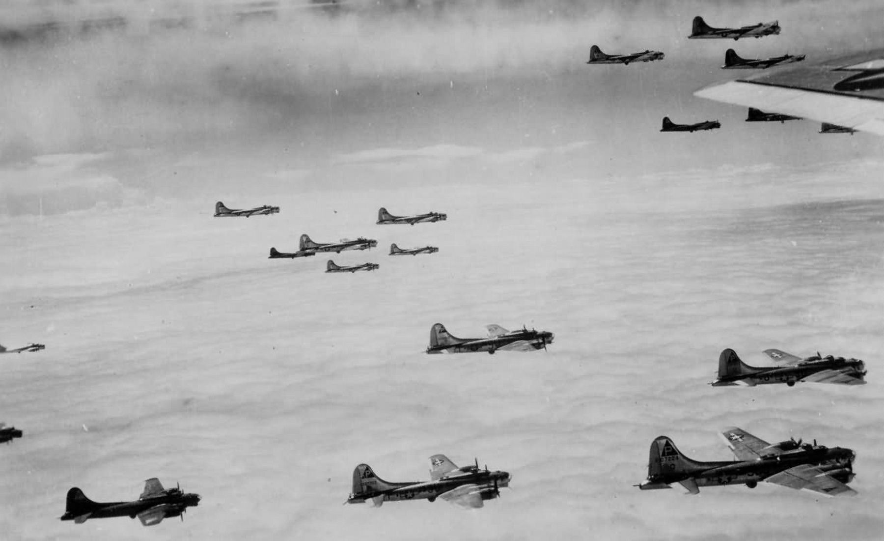 B-17 Bombers of the 384th Bomb Group, 8th Air Force in the Combat Box image. Click for more information.