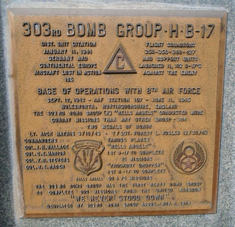 303rd Bomb Group  H  B-17 Marker image. Click for full size.