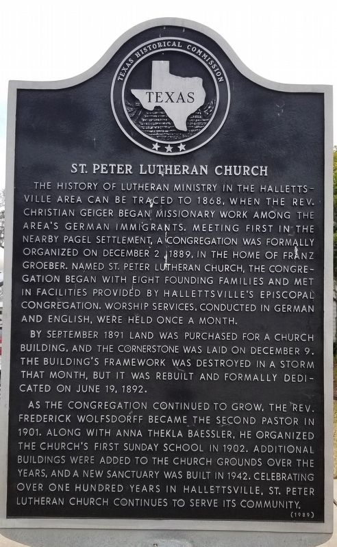 St. Peter Lutheran Church Marker. Click for full size. St. Peter Lutheran Church Marker image. Click for full size.
