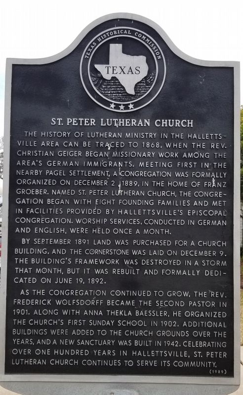 St. Peter Lutheran Church Marker image. Click for full size.