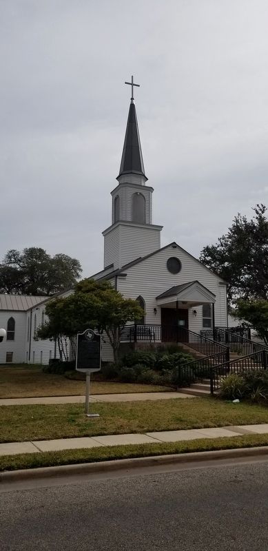 The view of the St. Peter Lutheran Church and Marker from the road image. Click for full size.
