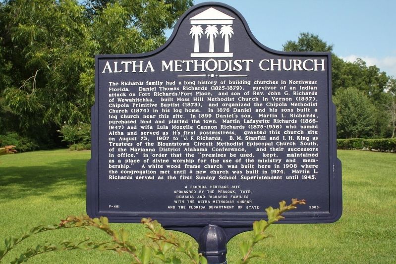 Altha Methodist Church Marker image. Click for full size.