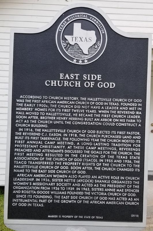 East Side Church of God Marker image. Click for full size.