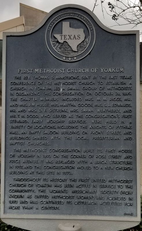 First Methodist Church of Yoakum Marker. Click for full size. First Methodist Church of Yoakum Marker image. Click for full size.