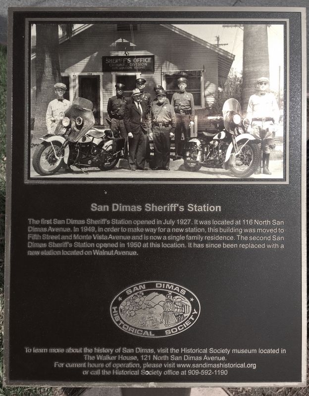San Dimas Sheriffs Station Marker image. Click for full size.