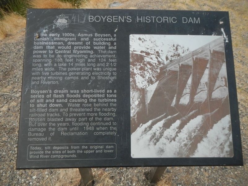 Boysen's Historic Dam Marker image. Click for full size.