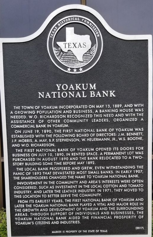 Yoakum National Bank Marker image. Click for full size.