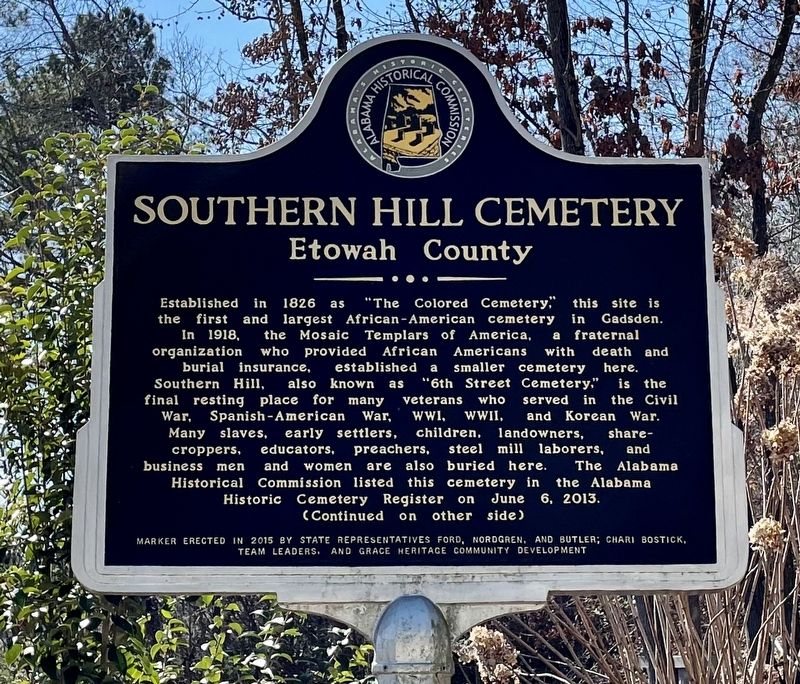 Southern Hill Cemetery Marker. Click for full size. Southern Hill Cemetery Marker image. Click for full size.