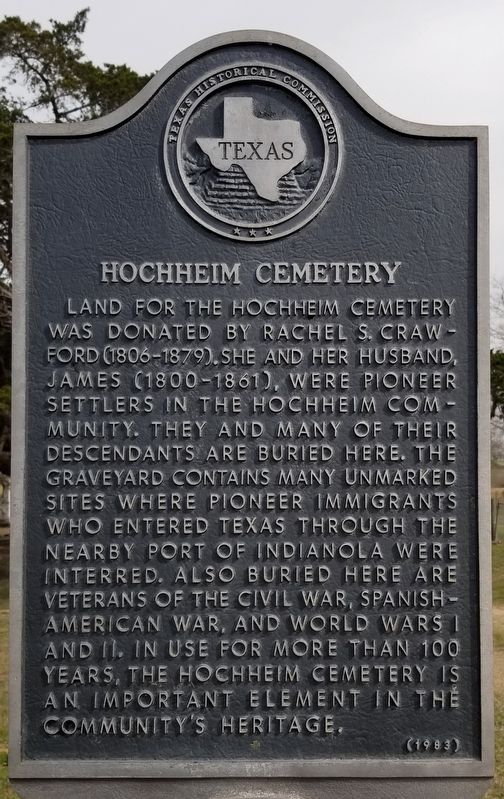Hochheim Cemetery Marker. Click for full size. Hochheim Cemetery Marker image. Click for full size.