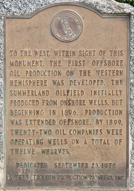 First Offshore Oil Production Marker image. Click for full size.