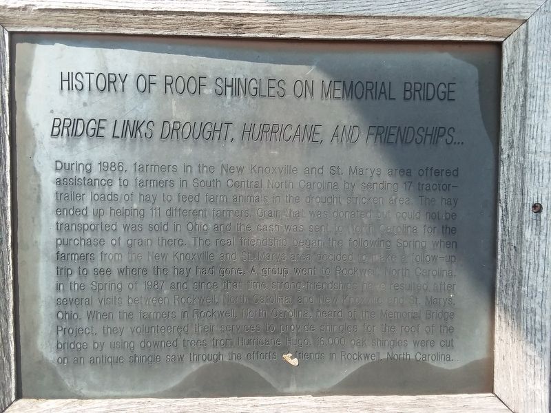 History of Roof Shingles on Memorial Bridge Marker image. Click for full size.