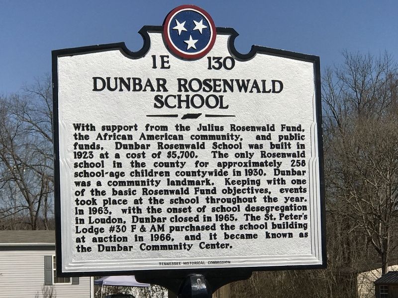 Dunbar Rosenwald School Marker. Click for full size. Dunbar Rosenwald School Marker image. Click for full size.