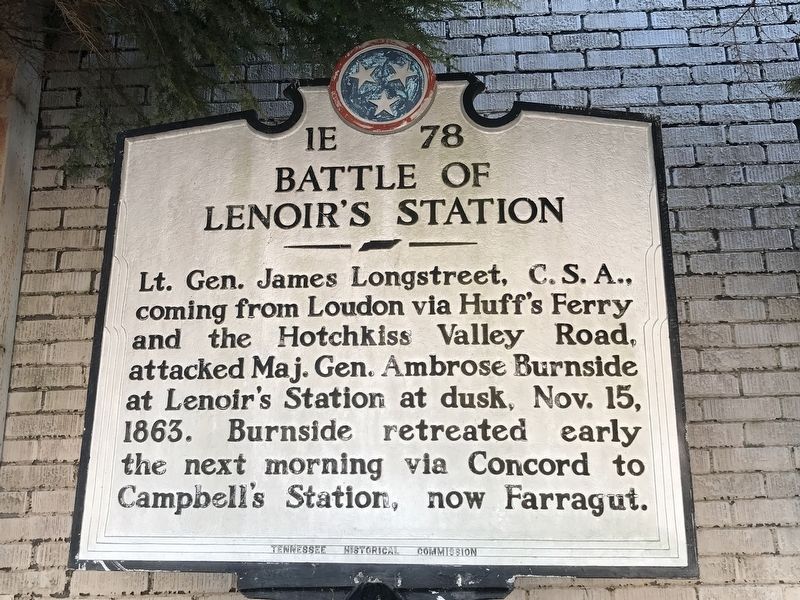 Battle of Lenoir's Station Marker image. Click for full size.