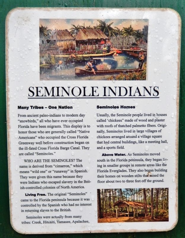 Florida Seminoles Marker<br>Seminole Indians (<i>panel</i>) image. Click for full size.