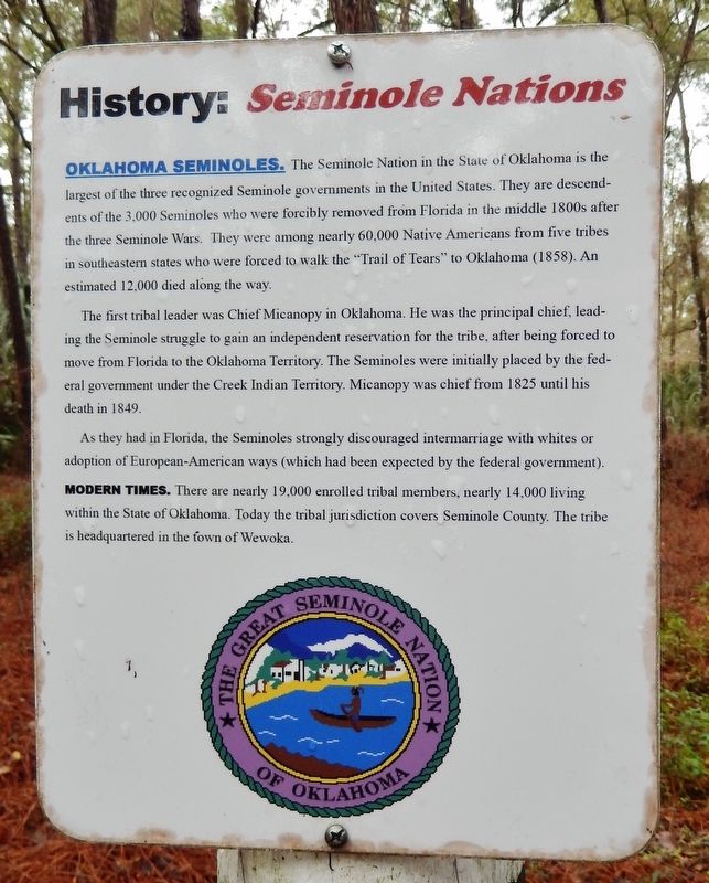 Oklahoma Seminole Nations History Marker image. Click for full size.