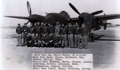 49th Pursuit Squadron, Mills Field, CA 4-22-1942 image. Click for full size.