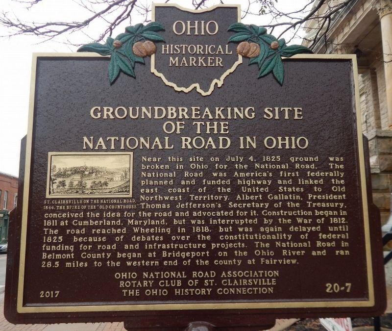 Groundbreaking Site of the National Road in Ohio side of the marker image. Click for full size.