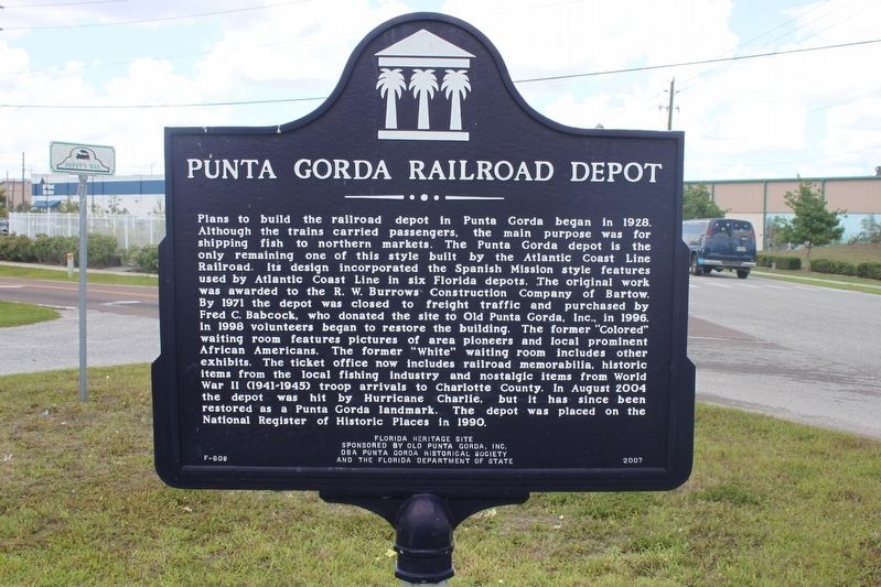 Punta Gorda Railroad Depot Marker image. Click for full size.