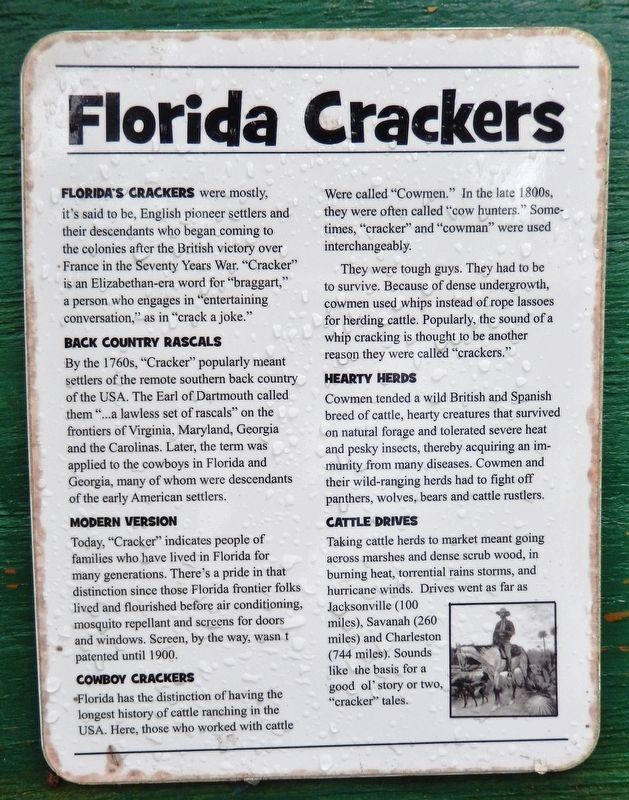 Florida Crackers Marker (<i>panel 2</i>) image. Click for full size.